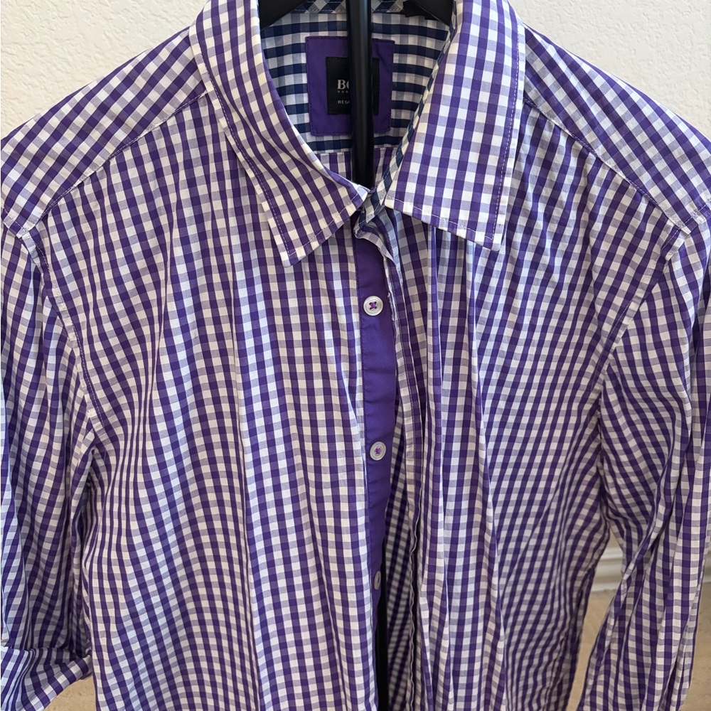 Boss Purple Checkered Men's Shirt